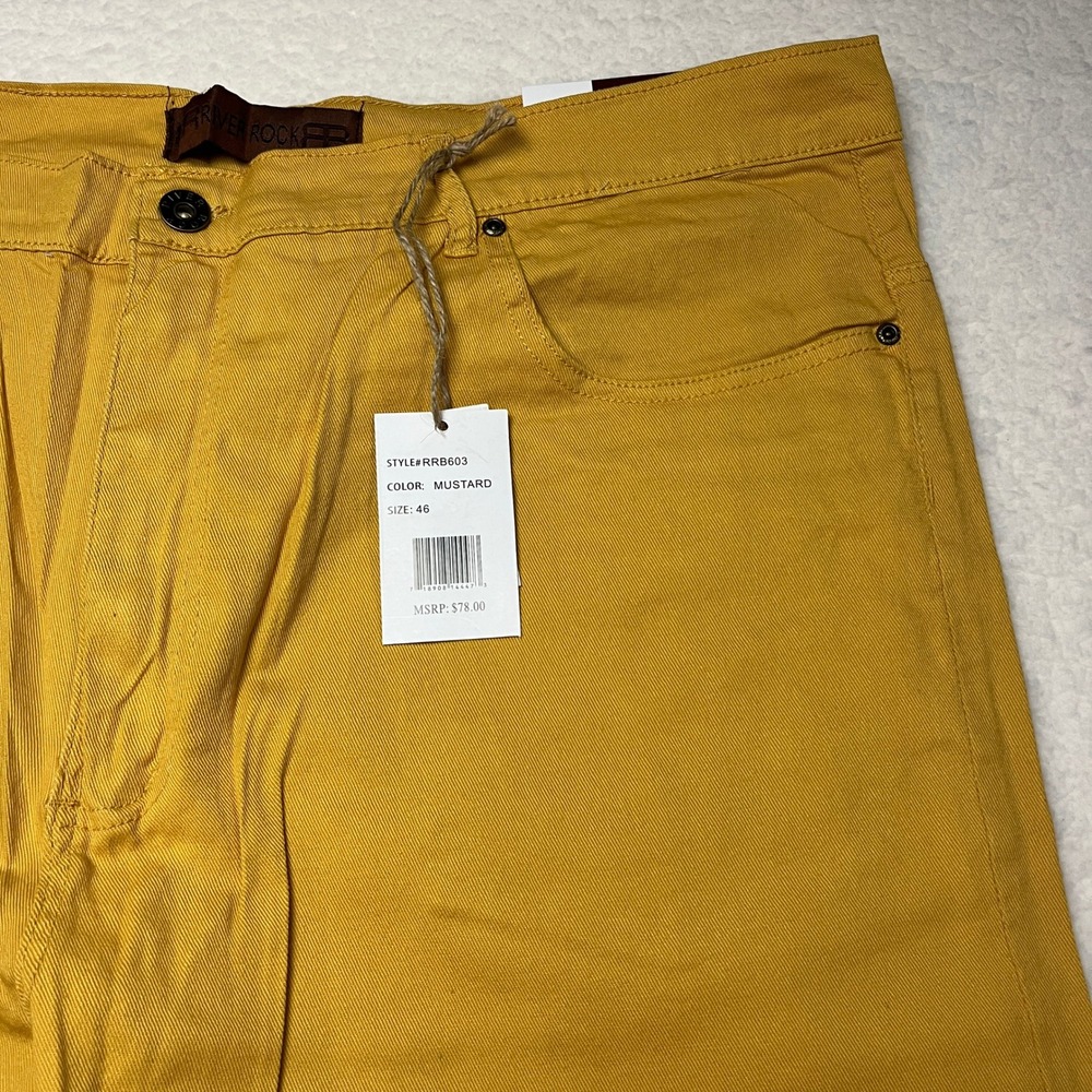 River Rock Jeans Mens 46x32 Mustard Yellow RRB603 Straight Leg Colored Denim NEW